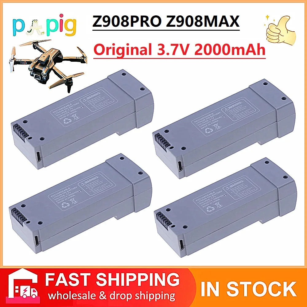 Original Z908 Pro MAX Battery for Z908 PRO MAX RC Plane 3.7V 2000MAh Oringal Z908 MAX Gray Battery Quadcopter Helicopter Parts - Thedroneflight