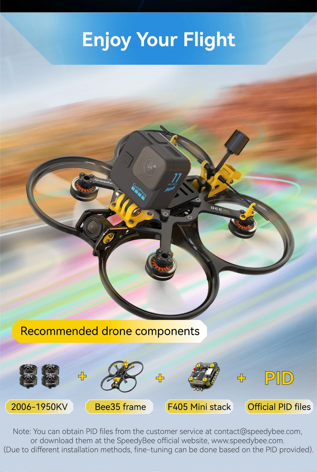 SpeedyBee 2306.5/2006 Motor 1800/1950KV 6S Bee35 3.5 inch/Master 5 V2 FPV Racing Long Range Freestyle Drone Quadcopter