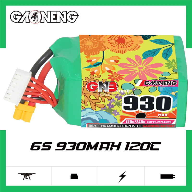 Gaoneng GNB 930mAh 120C/240C LiPo Battery XT30 — 2S / 3S / 4S / 6S for FPV Racing Drones