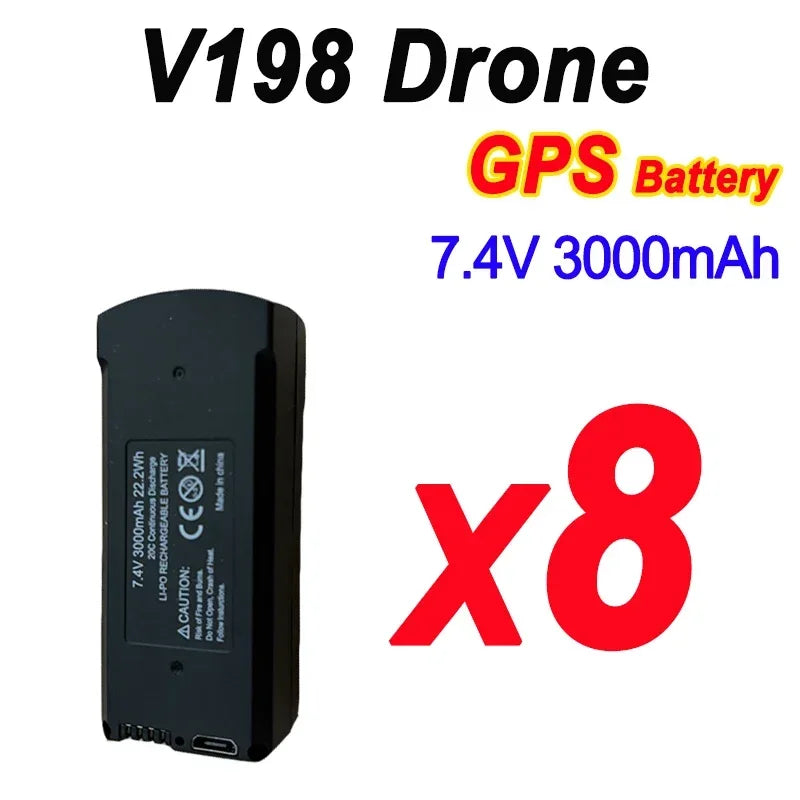 Original 7.4V 3000mAh V198 MAX PRO 8K Drone Battery For V198 GPS RC Quadcopter Spare Battery Accessories Parts - Thedroneflight