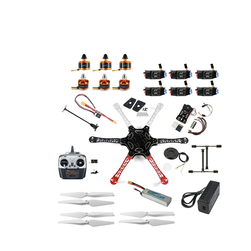 DIY F550 Hexacopter Drone Kit — 6-Axis, 550mm, 2212 920KV Motors, 9443 Props, 3–4S, 500g Payload, VTX, Optional Radio