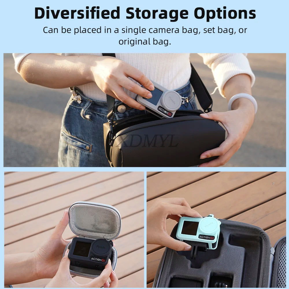 DJI Action 5 Pro/4/3 Silicone Case - Lens Cap Lanyard Protector