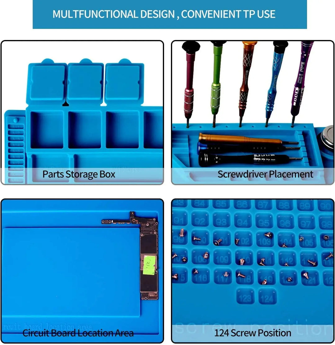 Heat Resistant Soldering Mat - 932°F Silicone Work Mat with Anti-Static & Magnetic Features