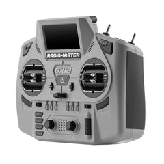 Gray RadioMaster GX12 Crush, angled view showing side grip