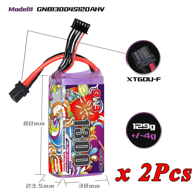 GNB 4S/6S LiPo Battery 120C - 1100/1300/1500/1850mAh XT60 FPV Racing Drone Helicopter