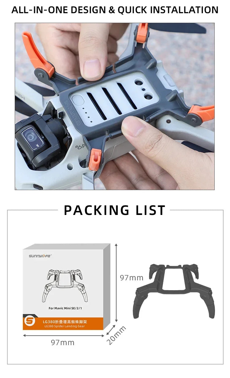 DJI Mini 2 SE Landing Gear - Height Extender Leg Protector for Mavic Mini