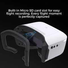 Walksnail Avatar Goggles L with face cushion lifted to highlight microSD recording slot