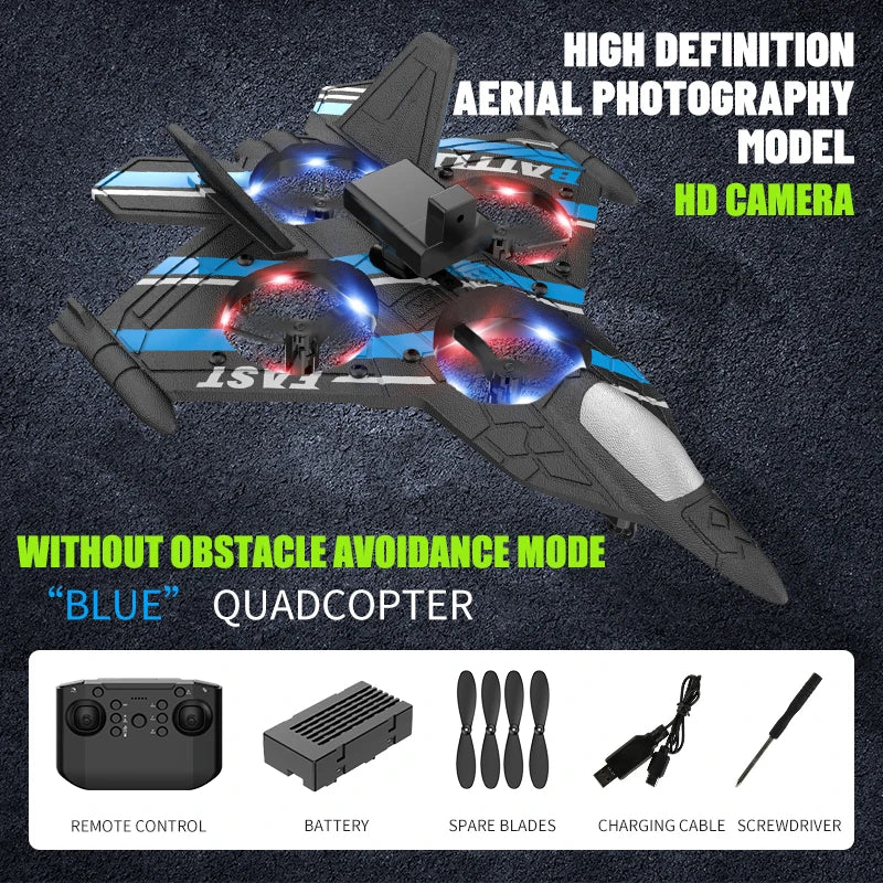 RC Aircraft with Camera Obstacle Avoidance Fighter 2.4G Airplane EPP Foam Plane Remote Control Helicopter Toys For Children Gift - Thedroneflight