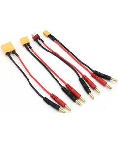XT30/XT60/XT90/T-Plug to 4mm Banana Plug Charge Cable - 20cm 14AWG Silicone