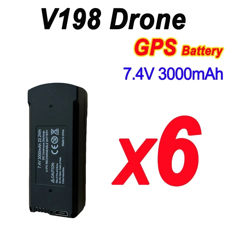 Original 7.4V 3000mAh V198 MAX PRO 8K Drone Battery For V198 GPS RC Quadcopter Spare Battery Accessories Parts - Thedroneflight