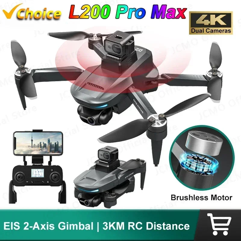 L200 PRO MAX Drone: 4K HD Camera, 2-Axis Gimbal, 360° Obstacle Avoidance, GPS, 5G Wi-Fi, Brushless Motor, 25-Min Flight Time, FPV Quadcopter - Thedroneflight