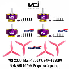 VCI HOBBY 2306 FPV Brushless Motor - 1850KV/1950KV 6S with GemFan Propeller
