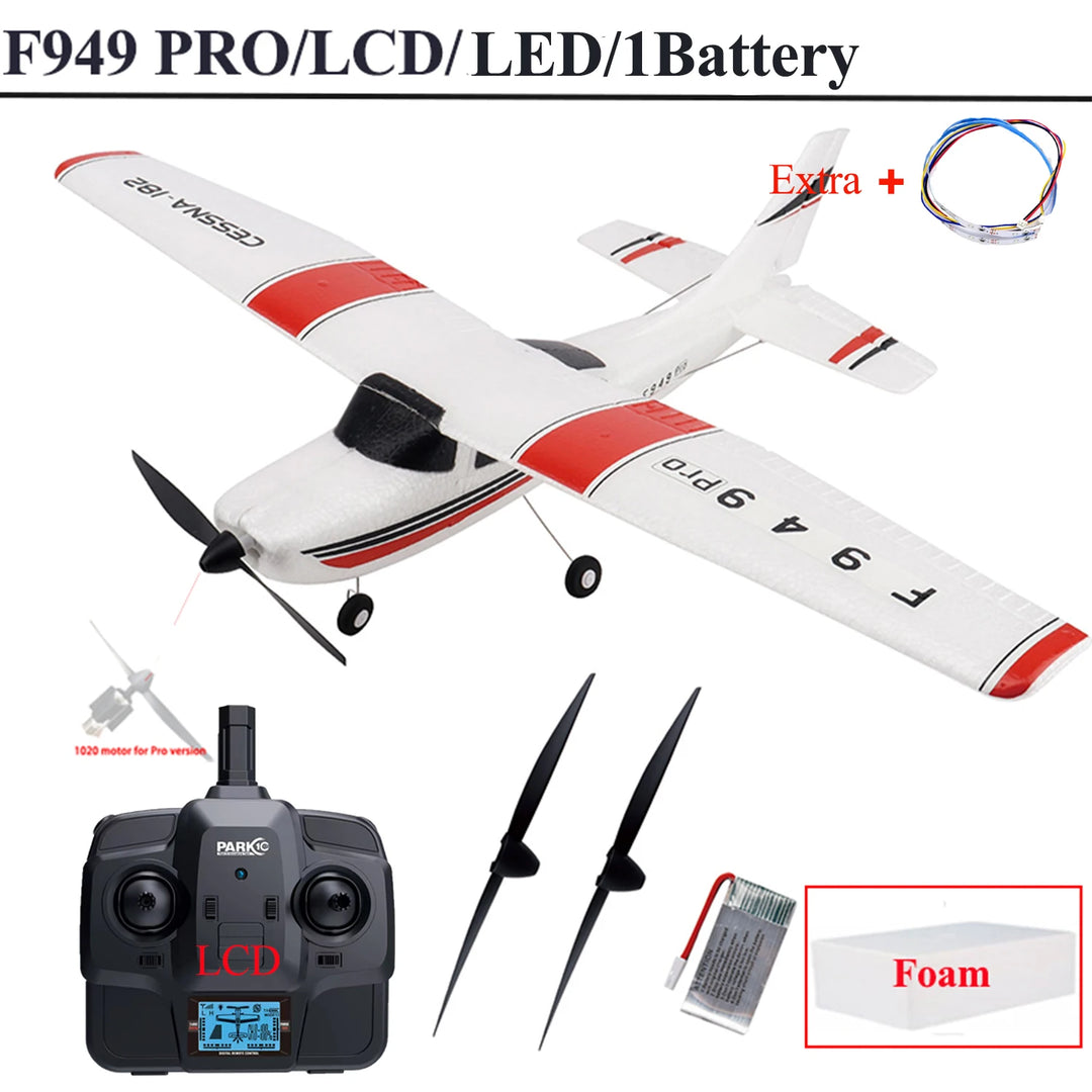 【C0】WLtoys 2.4G F949 LCD Version RC Airplane Cessna 182 3D6G 3Ch Fixed Wing Plane Outdoor Drone RTF With Gyroscope And Night - Thedroneflight