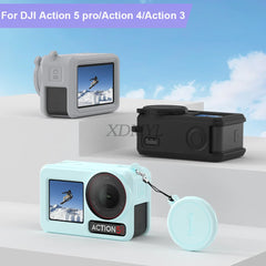 DJI Action 5 Pro/4/3 Silicone Case - Lens Cap Lanyard Protector