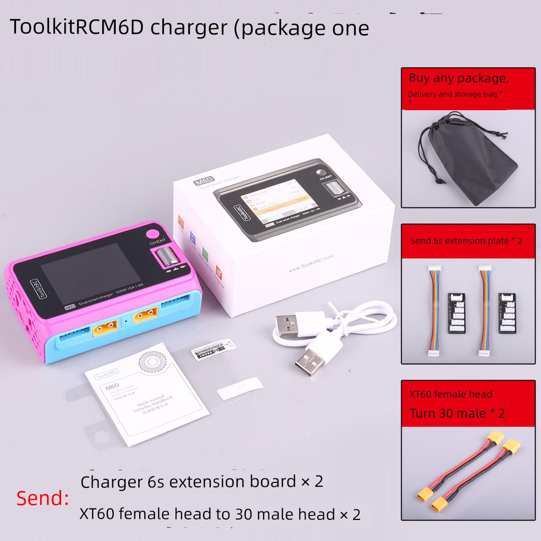 Toolkitrc M6d Summer Special Edition Balance Charger 6S Lithium Battery Dual-Channel 500W Model Aircraft UAV FPV