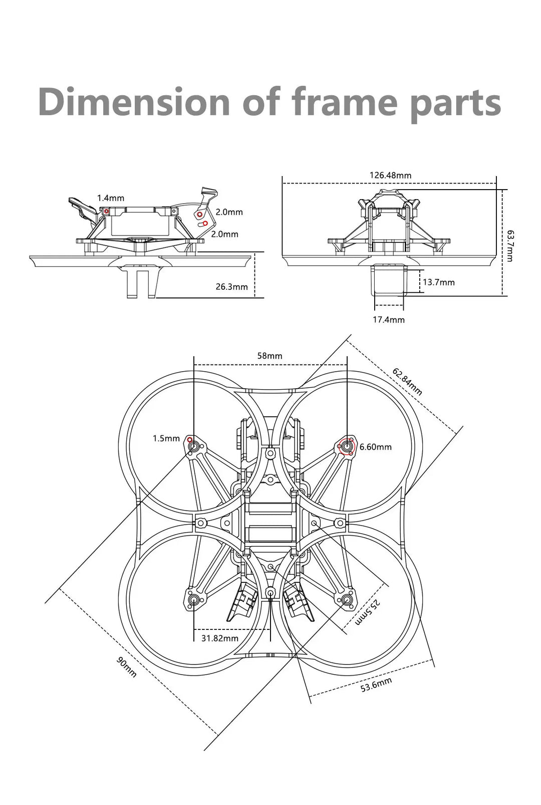 GEP-DS20 Frame 2Inch Parts Propeller Accessory Base Quadcopter FPV Freestyle RC Racing Drone DarkStar20 - Thedroneflight