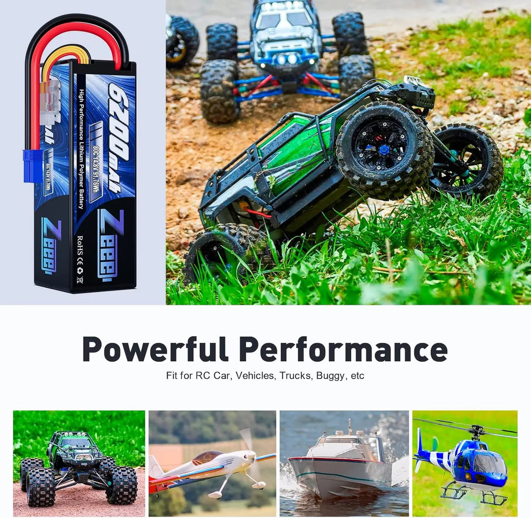 Zeee 4S 6200mAh LiPo Battery 14.8V 80C Hardcase EC5 Plug - RC Car Buggy Truggy Racing