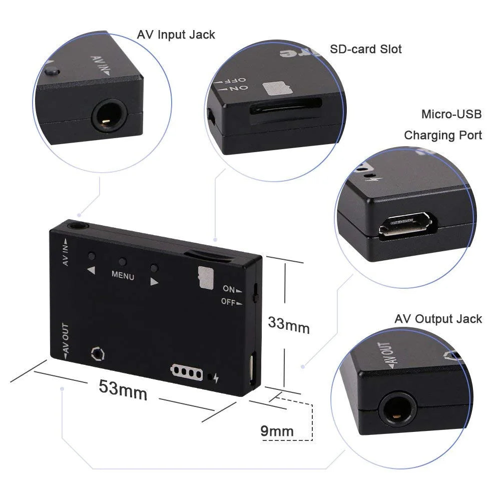 Mini FPV DVR Recorder Module - NTSC/PAL Switchable with Built-in Battery