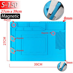 Heat Resistant Soldering Mat - 932°F Silicone Work Mat with Anti-Static & Magnetic Features