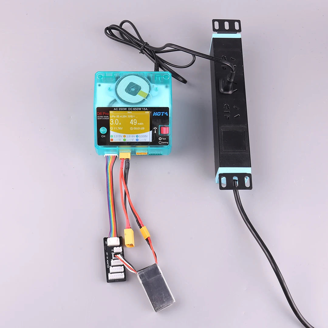 HOTA D6 Pro Dual-Channel Smart Charger — AC 200W / DC 650W, 15A×2, 1–6S LiPo/LiHV/LiFe, App Control, Wireless Charging