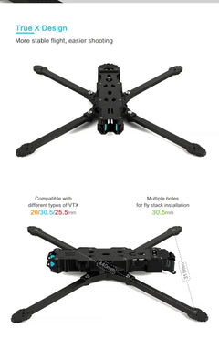 Axisflying MANTA10" Lite 10inch FPV Freestyle Drone Ture X Frame Kit 402mm Wheelbase T700 Carbon Compatible 10inch Propeller