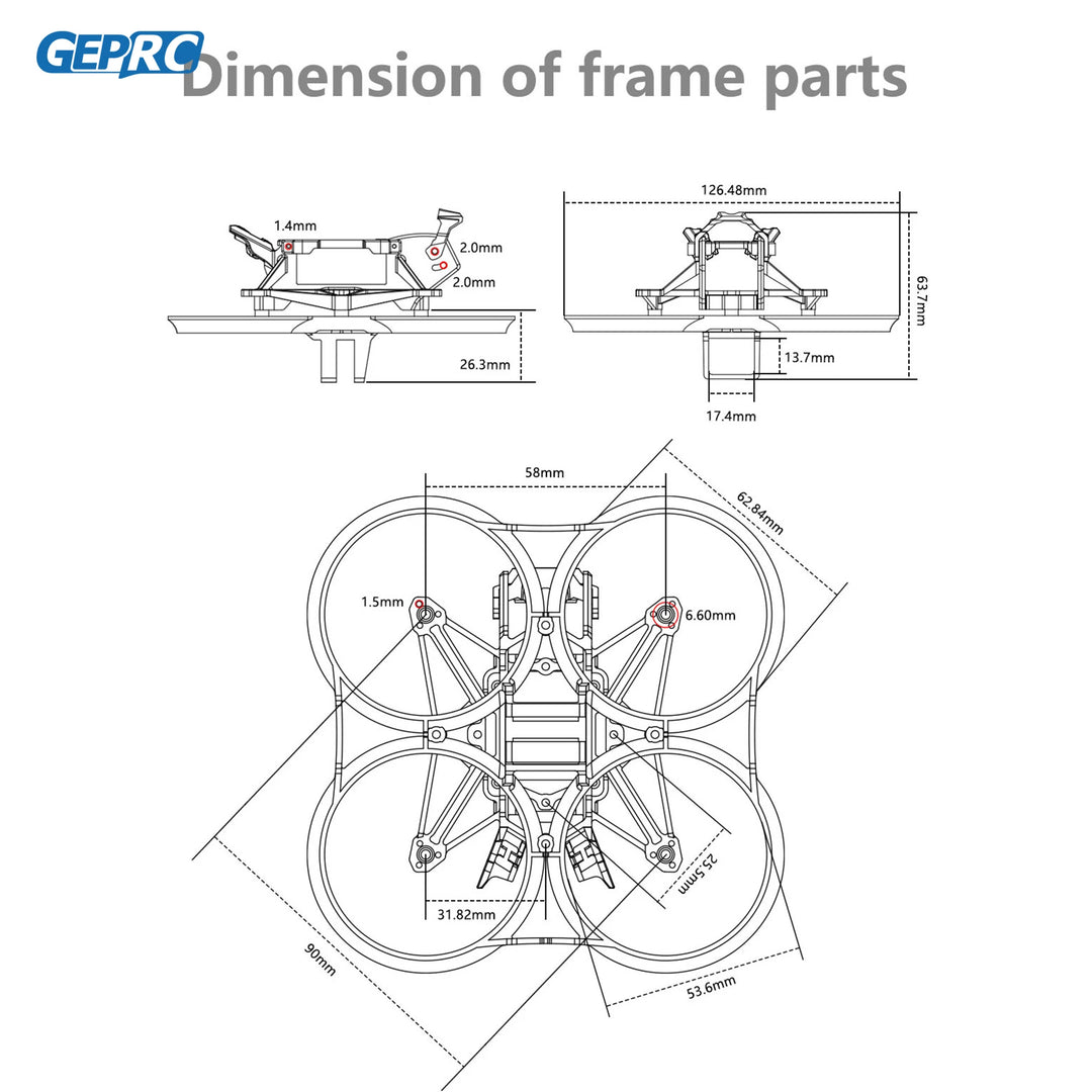 GEP-DS20 Frame 2Inch Parts Propeller Accessory Base Quadcopter FPV Freestyle RC Racing Drone DarkStar20 - Thedroneflight