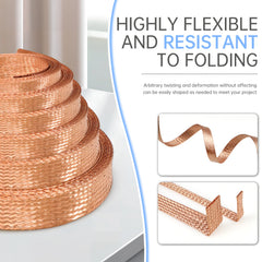 Pure & Tinned Copper Braided Shielded Sleeve — 2–28mm, 1/5/10m, EMI RF Shielding for FPV, Audio, Automotive