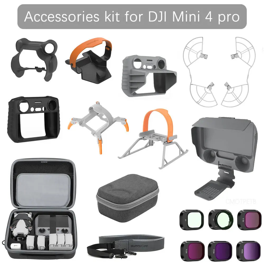 DJI Mini 4 Pro Accessories Kit - Landing Gear Propeller Guard RC 2 Case