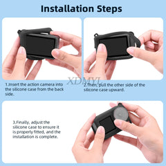DJI Action 5 Pro/4/3 Silicone Case - Lens Cap Lanyard Protector