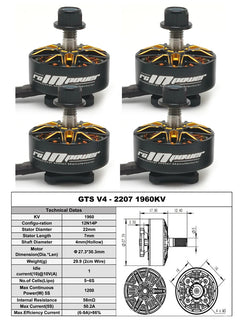 4PCS RCINPOWER GTS V4 2207 FPV Brushless Motor 5-6S 1960KV 2040KV For RC FPV 5inch Freestyle Racing Drone Quadcopter Motor - Thedroneflight