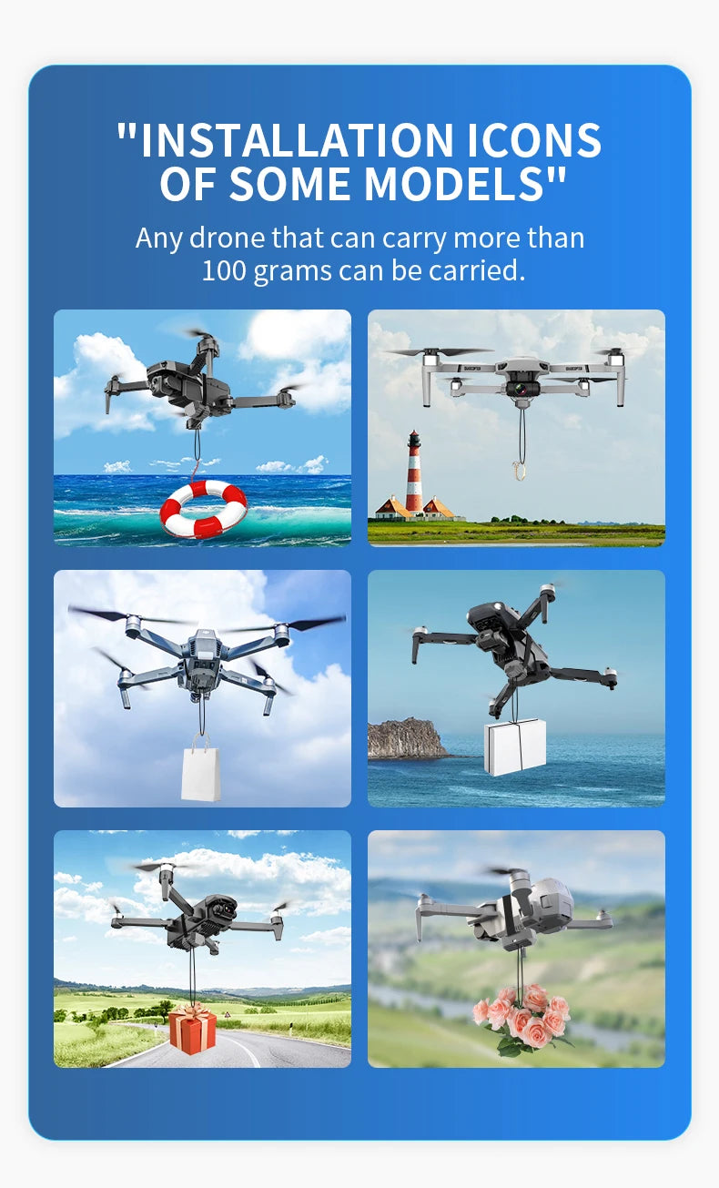 DUTRIEUX Universal Drone Airdrop System — 2.4GHz Remote Release, 750 g Load Capacity