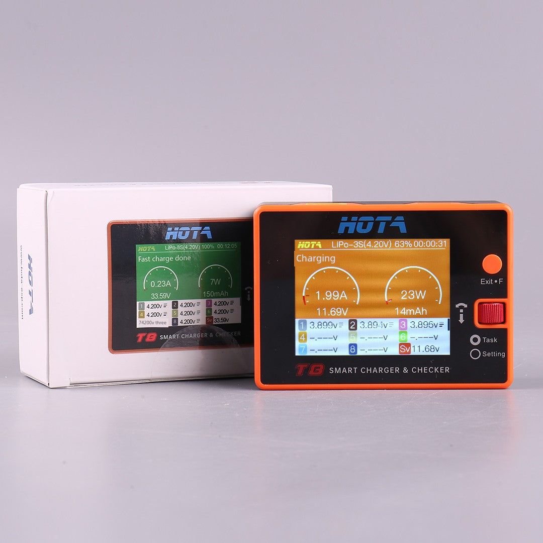 HOTA T8 Smart Balance Charger — 8S LiPo/LiHV/LiFe, 650W, 22A, Magnetic Port, Bilingual Display