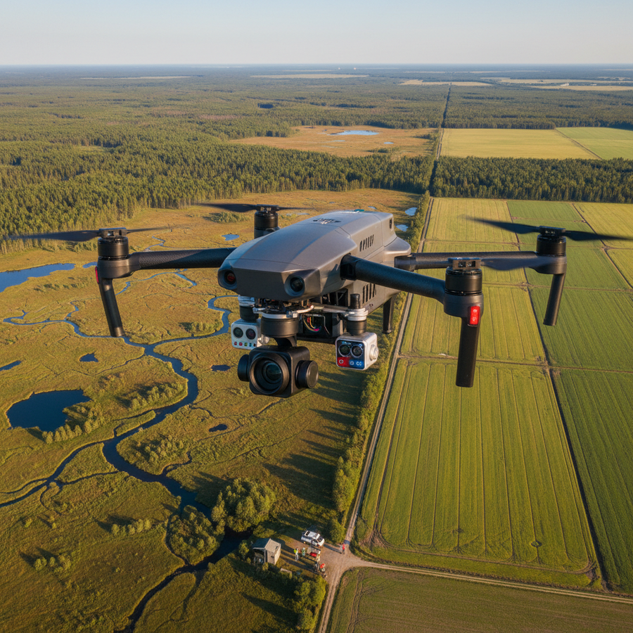 Environmental drone monitoring illustration