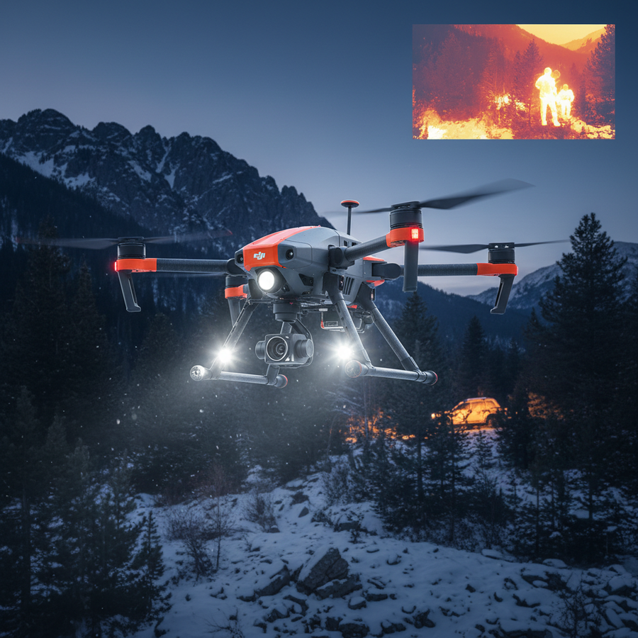 Search and rescue drone operations illustration