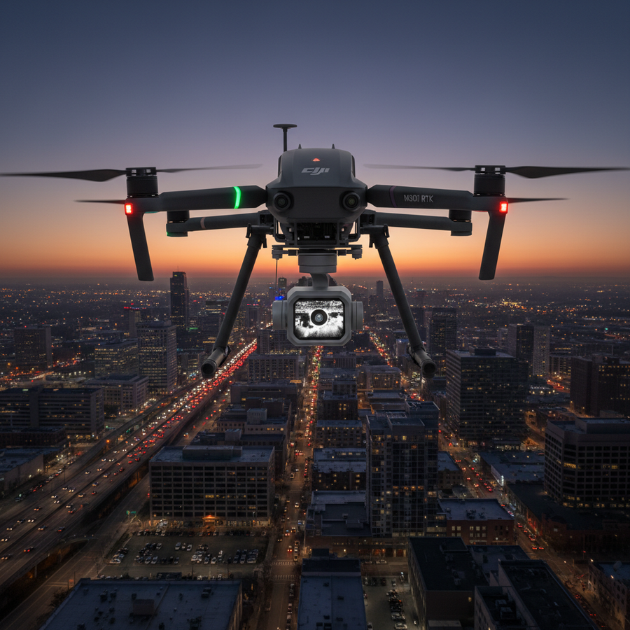 Drone surveillance illustration